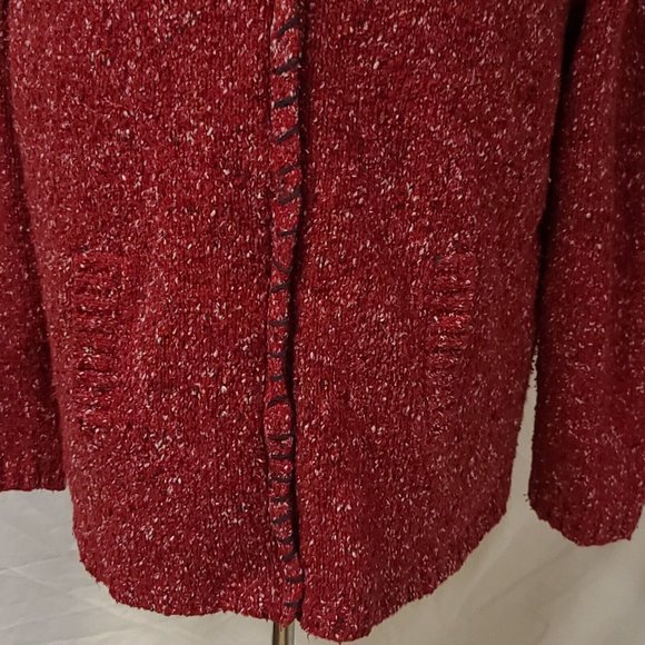 Crazy Horse Liz Claiborne Womens 1 Red Speckled Full Zip Cardigan Sweater Jacket - Picture 6 of 13